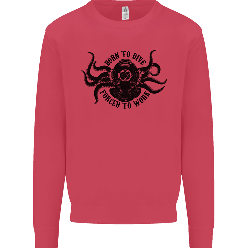 Born to Dive Octopus Scuba Diver Octopus Mens Sweatshirt Jumper Heliconia