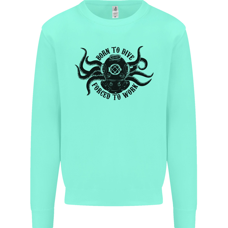 Born to Dive Octopus Scuba Diver Octopus Mens Sweatshirt Jumper Peppermint