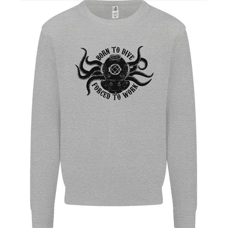 Born to Dive Octopus Scuba Diver Octopus Mens Sweatshirt Jumper Sports Grey