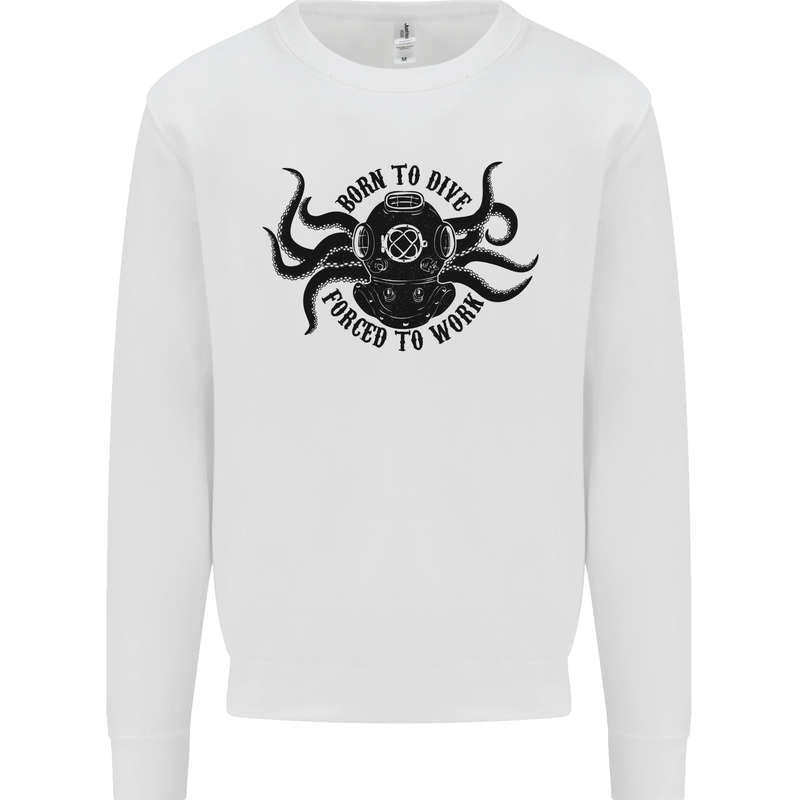 Born to Dive Octopus Scuba Diver Octopus Mens Sweatshirt Jumper White