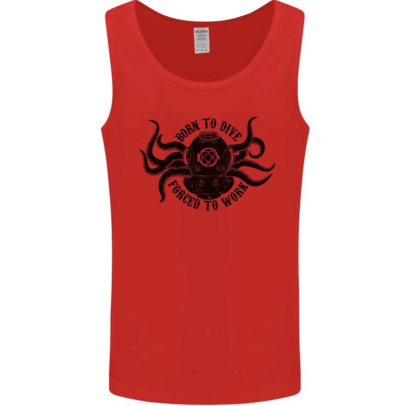 Born to Dive Octopus Scuba Diver Octopus Mens Vest Tank Top Red