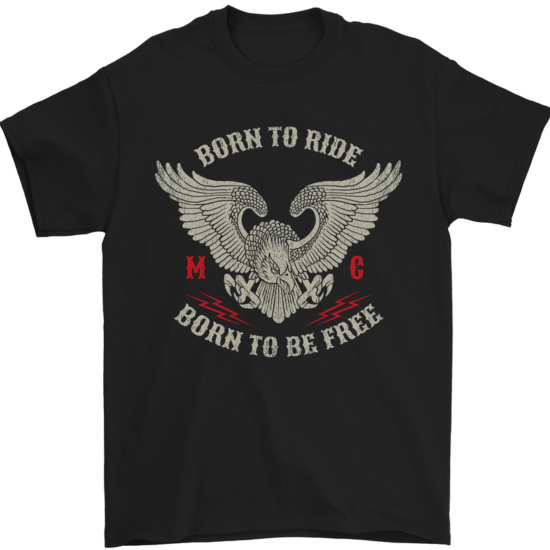 a black t - shirt with the words born to ride, born to be free