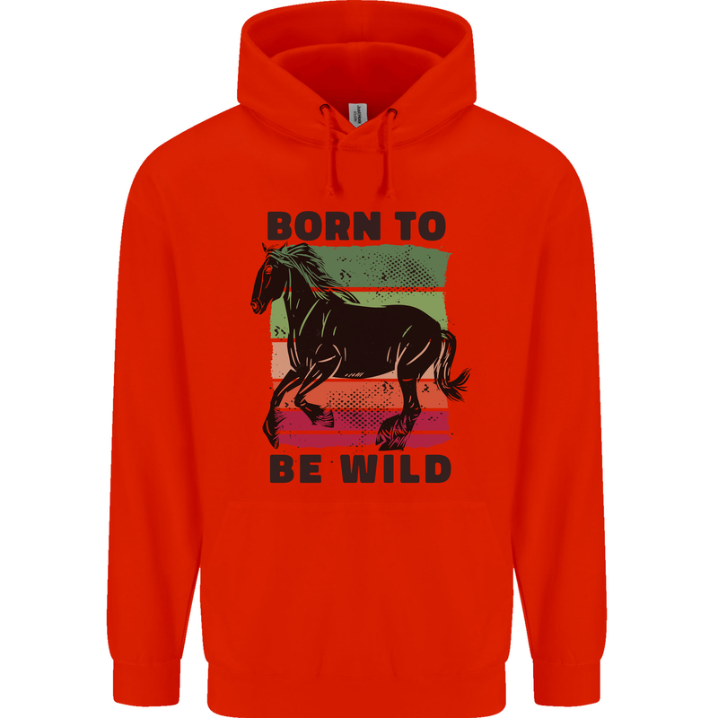 Born to be Wild Horse Riding Equestrian Childrens Kids Hoodie Bright Red