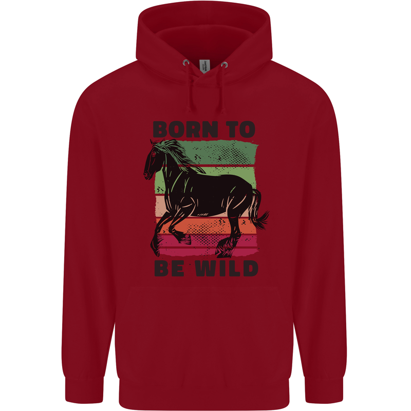 Born to be Wild Horse Riding Equestrian Childrens Kids Hoodie Red