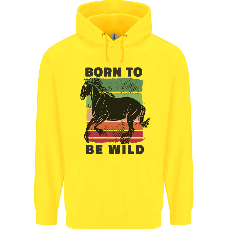 Born to be Wild Horse Riding Equestrian Childrens Kids Hoodie Yellow