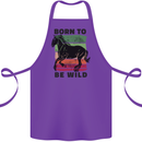 Born to be Wild Horse Riding Equestrian Cotton Apron 100% Organic Purple