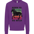 Born to be Wild Horse Riding Equestrian Kids Sweatshirt Jumper Purple