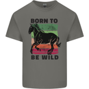Born to be Wild Horse Riding Equestrian Kids T-Shirt Childrens Charcoal