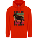 Born to be Wild Horse Riding Equestrian Mens 80% Cotton Hoodie Bright Red