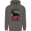Born to be Wild Horse Riding Equestrian Mens 80% Cotton Hoodie Charcoal