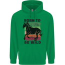 Born to be Wild Horse Riding Equestrian Mens 80% Cotton Hoodie Irish Green