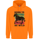 Born to be Wild Horse Riding Equestrian Mens 80% Cotton Hoodie Orange