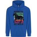 Born to be Wild Horse Riding Equestrian Mens 80% Cotton Hoodie Royal Blue