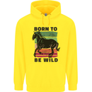 Born to be Wild Horse Riding Equestrian Mens 80% Cotton Hoodie Yellow