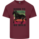 Born to be Wild Horse Riding Equestrian Mens Cotton T-Shirt Tee Top Maroon