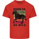 Born to be Wild Horse Riding Equestrian Mens Cotton T-Shirt Tee Top Red