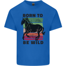 Born to be Wild Horse Riding Equestrian Mens Cotton T-Shirt Tee Top Royal Blue