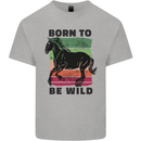 Born to be Wild Horse Riding Equestrian Mens Cotton T-Shirt Tee Top Sports Grey
