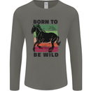 Born to be Wild Horse Riding Equestrian Mens Long Sleeve T-Shirt Charcoal
