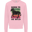 Born to be Wild Horse Riding Equestrian Mens Sweatshirt Jumper Light Pink