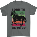 Born to be Wild Horse Riding Equestrian Mens T-Shirt 100% Cotton Charcoal