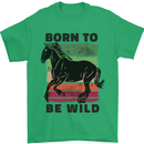 Born to be Wild Horse Riding Equestrian Mens T-Shirt 100% Cotton Irish Green