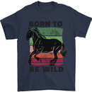 Born to be Wild Horse Riding Equestrian Mens T-Shirt 100% Cotton Navy Blue