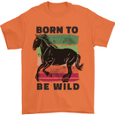 Born to be Wild Horse Riding Equestrian Mens T-Shirt 100% Cotton Orange