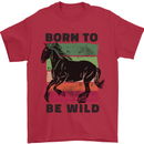 Born to be Wild Horse Riding Equestrian Mens T-Shirt 100% Cotton Red