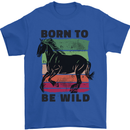 Born to be Wild Horse Riding Equestrian Mens T-Shirt 100% Cotton Royal Blue