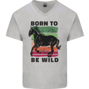 Born to be Wild Horse Riding Equestrian Mens V-Neck Cotton T-Shirt Sports Grey