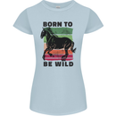 Born to be Wild Horse Riding Equestrian Womens Petite Cut T-Shirt Light Blue