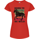 Born to be Wild Horse Riding Equestrian Womens Petite Cut T-Shirt Red