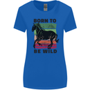 Born to be Wild Horse Riding Equestrian Womens Wider Cut T-Shirt Royal Blue