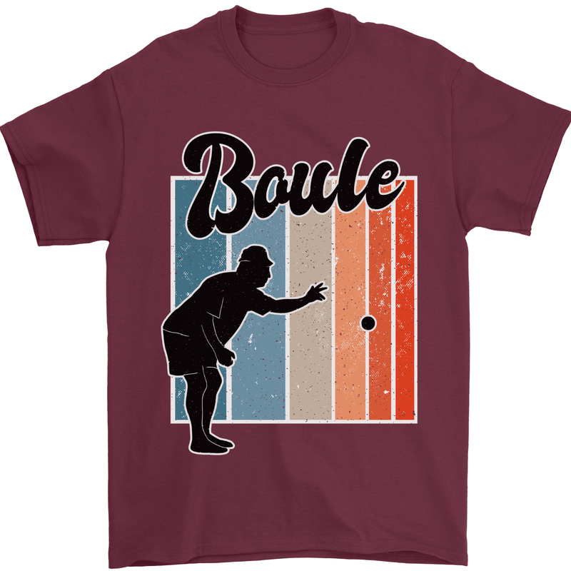 Boule Bowls Petanque Balls Mens T-Shirt 100% Cotton Maroon