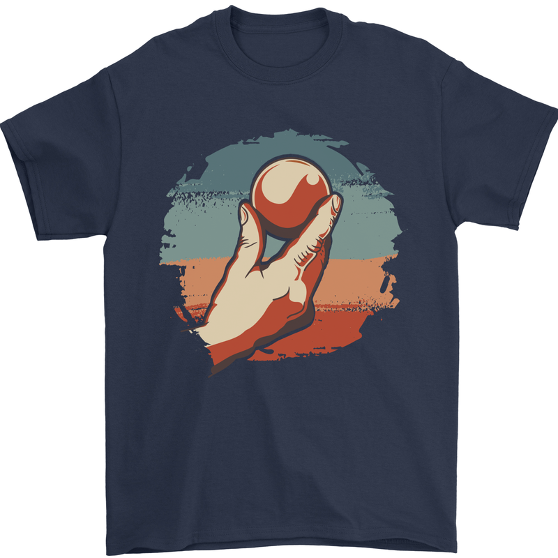 Boule Hand Bowls Petanque Balls Mens T-Shirt 100% Cotton Navy Blue