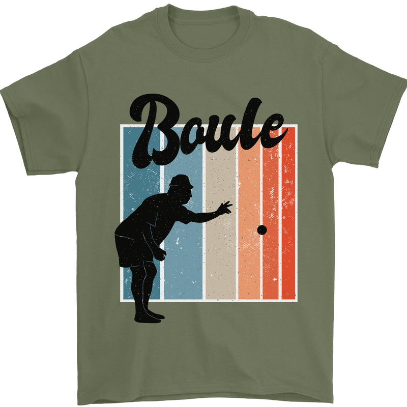 Boule Petanque Balls Bowls Mens T-Shirt 100% Cotton Military Green