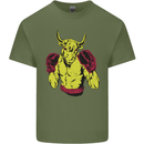 Boxing Bull Muay MMA Thai Boxer Mens Cotton T-Shirt Tee Top Military Green