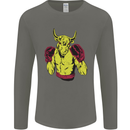 Boxing Bull Muay MMA Thai Boxer Mens Long Sleeve T-Shirt Charcoal