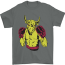 Boxing Bull Muay MMA Thai Boxer Mens T-Shirt 100% Cotton Charcoal