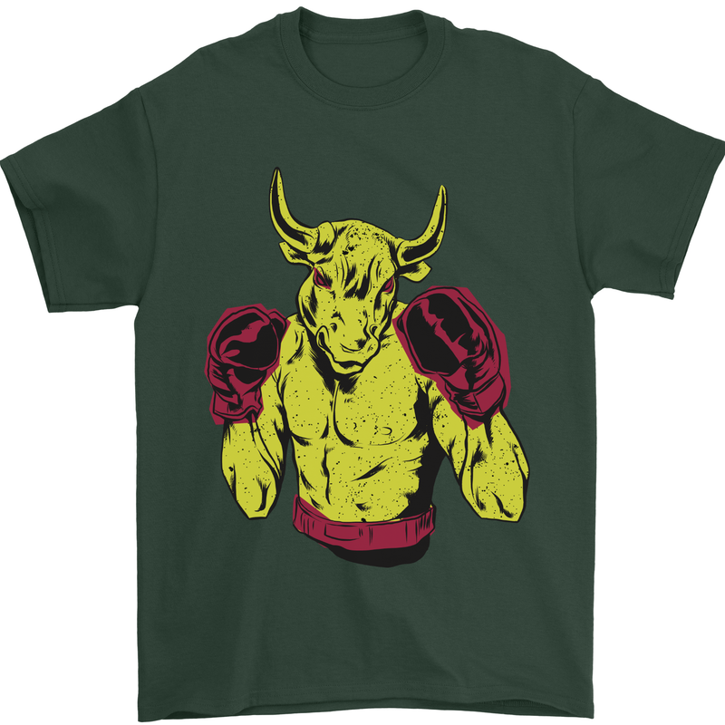 Boxing Bull Muay MMA Thai Boxer Mens T-Shirt 100% Cotton Forest Green