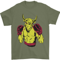Boxing Bull Muay MMA Thai Boxer Mens T-Shirt 100% Cotton Military Green