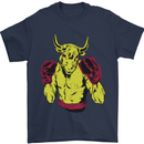 Boxing Bull Muay MMA Thai Boxer Mens T-Shirt 100% Cotton Navy Blue