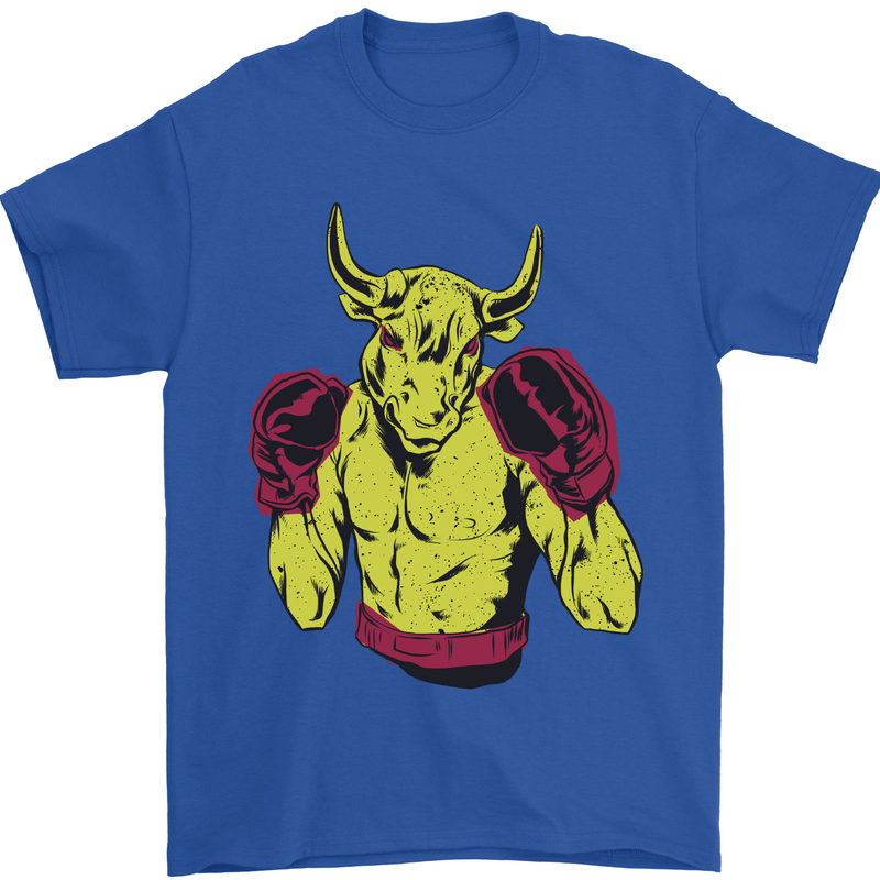 Boxing Bull Muay MMA Thai Boxer Mens T-Shirt 100% Cotton Royal Blue