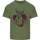 Boxing Bull Muay Thai MMA Boxer Mens Cotton T-Shirt Tee Top Military Green