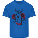 Boxing Bull Muay Thai MMA Boxer Mens Cotton T-Shirt Tee Top Royal Blue