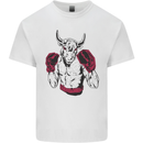 Boxing Bull Muay Thai MMA Boxer Mens Cotton T-Shirt Tee Top White