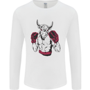 Boxing Bull Muay Thai MMA Boxer Mens Long Sleeve T-Shirt White