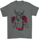 Boxing Bull Muay Thai MMA Boxer Mens T-Shirt 100% Cotton Charcoal