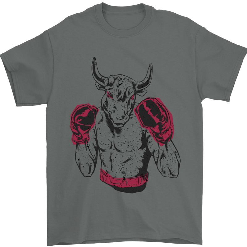 Boxing Bull Muay Thai MMA Boxer Mens T-Shirt 100% Cotton Charcoal
